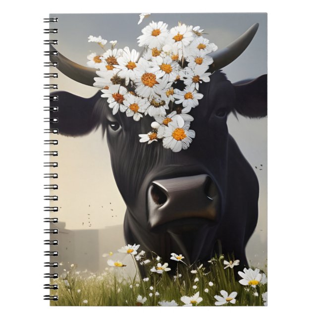 Neuartiges Black Angus Cow Notebook Notizblock (Vorderseite)