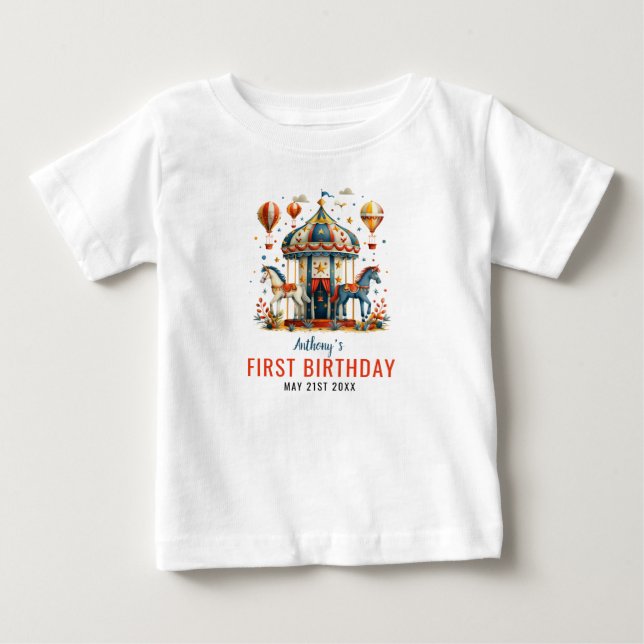 Neuartiges Niedliches Circus Festival 1. Geburtsta Baby T-shirt (Vorderseite)