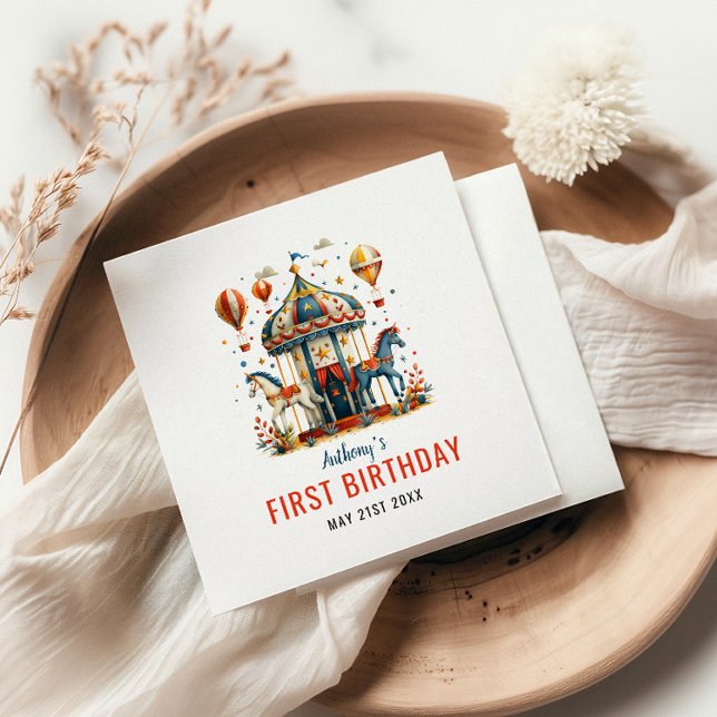 Neuartiges Niedliches Circus Festival 1. Geburtsta Serviette (Von Creator hochgeladen)