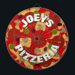 Neuartiges Pepperoni-Pizza-Dartboarddesign Dartscheibe<br><div class="desc">Neuartiges Pepperoni Pizza Dartboard Spiel. Funny Fastfood Thema Dart Board Design mit personalisiertem Namen. Coole Wanddekoration für echte Herren-Grotte, Pizzeria, italienisches Restaurant, Bar, Pub, Schlafzimmer, Küche, Esszimmer, Café, Büro, Shop, Geschäft, Unternehmen, etc. Personalisierbar mit Familiennamen oder humorvollem Zitat. Phantastische Geschenkidee zum Geburtstag für Freunde, Familie, Koch, Koch, Kinder, Vater, Onkel,...</div>