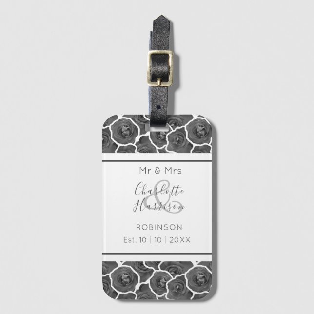 Neuauflage der Rose Mr. und Mrs. Gray Personalisie Gepäckanhänger (Vorderseite Vertikal)