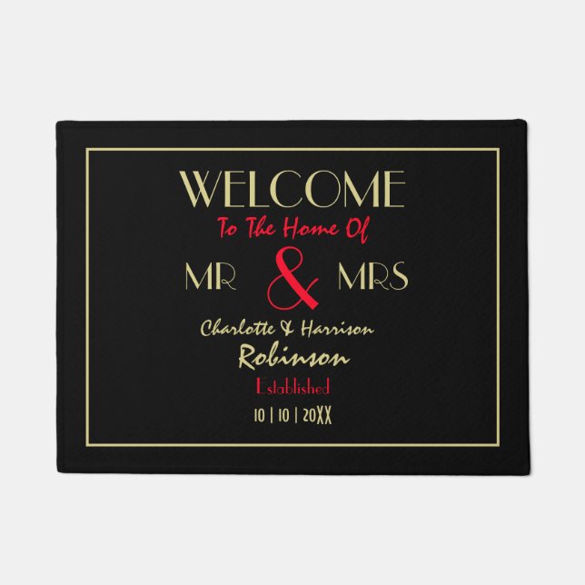 Neuauflage von Mr. und Mrs. Personalisiert Wedding Fußmatte (Vorderseite)