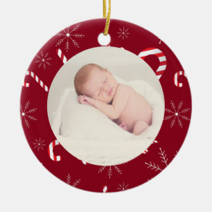 Neuborn Baby First Christmas Foto Candy Cane Snow Keramik Ornament