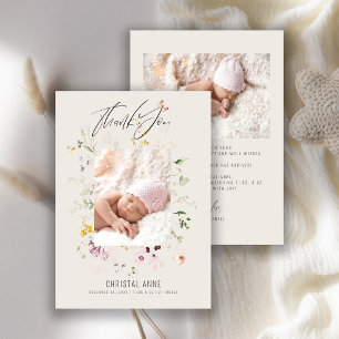 Neuborn Baby Girl Ivory Danke Foto Birth Ankündigung