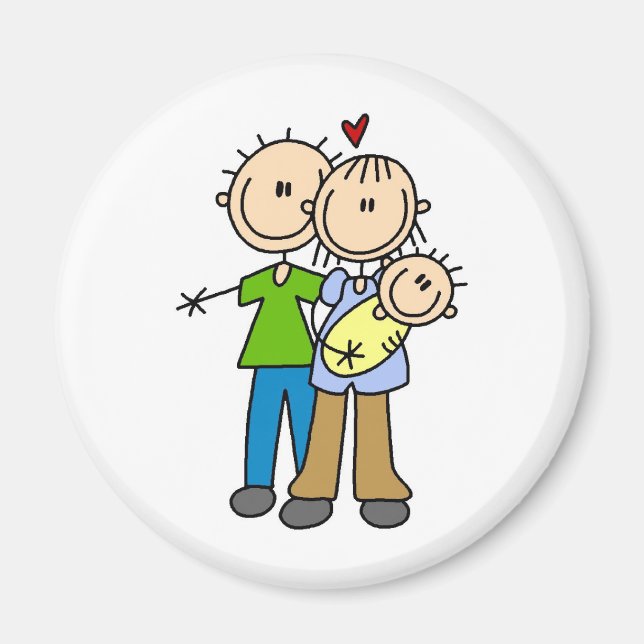 Neuborn Baby Strichmännchen Magnet (Vorne)