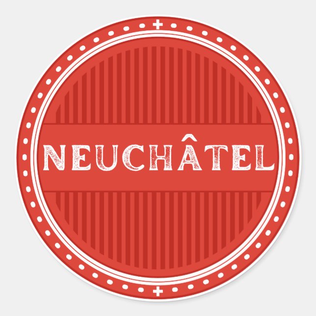 Neuchatel City Pride Emblem – Swiss Identity Runder Aufkleber (Vorderseite)