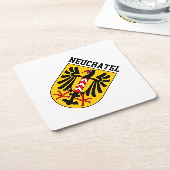 Neuchâtel Wappen, Schweiz Rechteckiger Pappuntersetzer (angewinkelt)