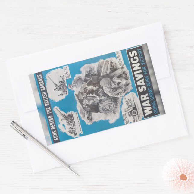 Neudruck des britischen Kriegsposters Rechteckiger Aufkleber (Umschlag)