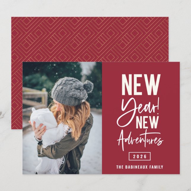 Neue Abenteuer Foto Weihnachtskarte Feiertagskarte (Vorne/Hinten)