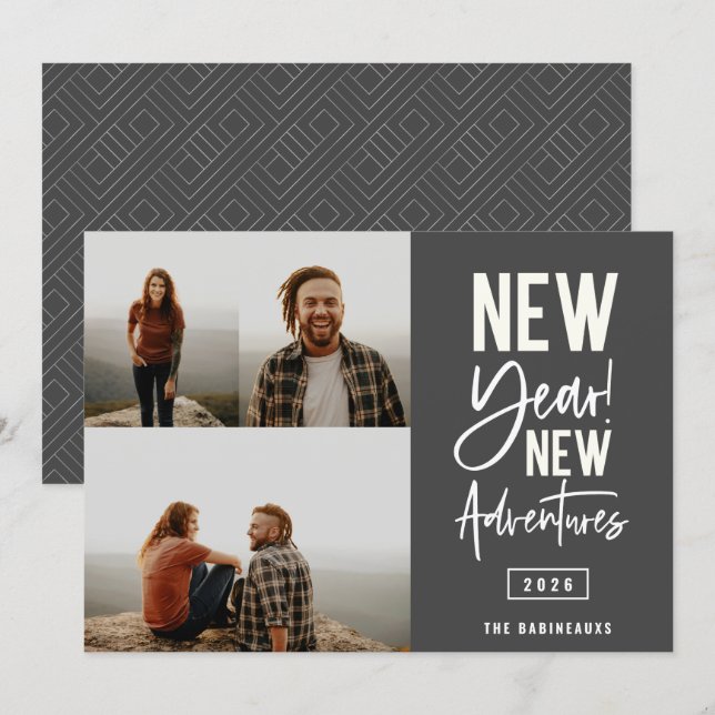 Neue Abenteuer Foto Weihnachtskarte Feiertagskarte (Vorne/Hinten)