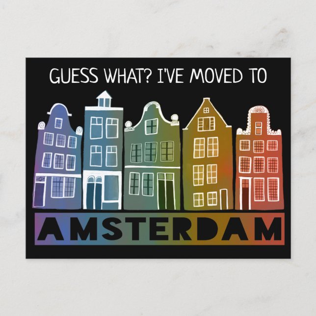 NEUE ADDRESS Amsterdam Canal Houses Colorful Movin Postkarte (Vorderseite)