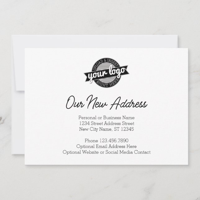 Neue Adressänderung mit dem Firmenlogo Ankündigung (Vorderseite)