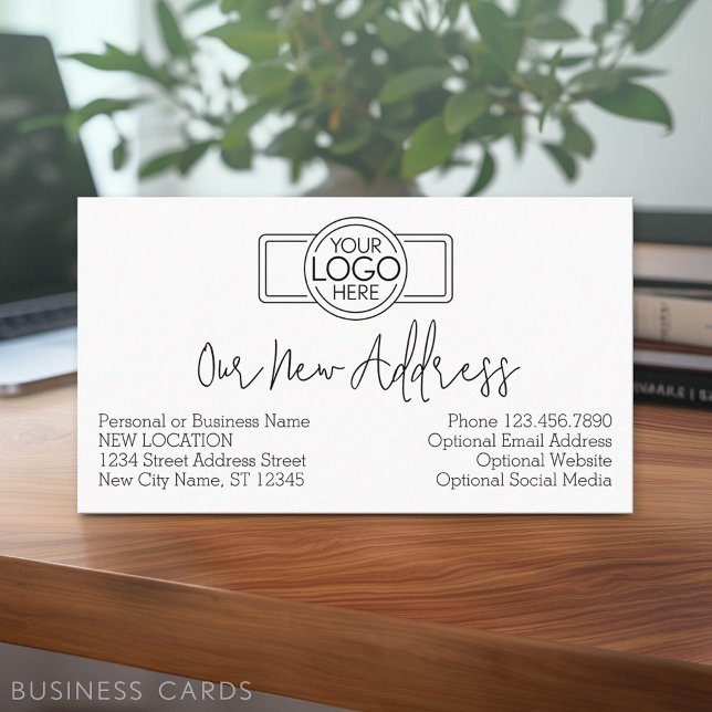 Neue Adressänderung mit dem Firmenlogo Visitenkarte (New Address Insert Card - same size as a business card)