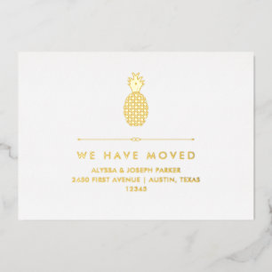 Neue Adressankündigung mit Goldfolie-Ananas Folieneinladung