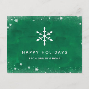 Neue Adresse bei Christmas Green Water color und S Feiertagspostkarte