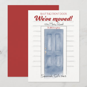 Neue Adresse Blau Schließ die Tür Karte