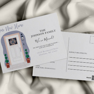 Neue Adresse Blue Pastel wir verschoben Ankündigun Postkarte