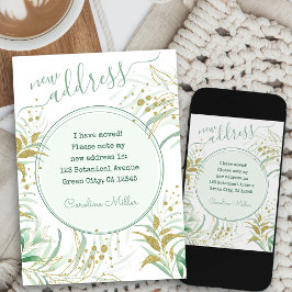 Neue Adresse Elegantes Script Fine Foliage Moving Ankündigung