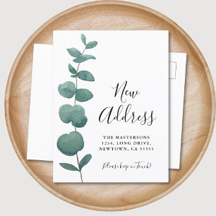 Neue Adresse Eukalyptus-Bewegung Ankündigungspostkarte