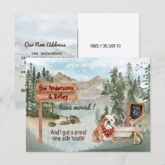 Neue Adresse für Bulldog Woods         Ankündigungspostkarte