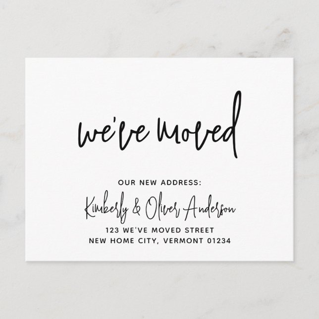 Neue Adresse für handgeschriebene Kalligrafie vers Ankündigungspostkarte (Vorderseite)