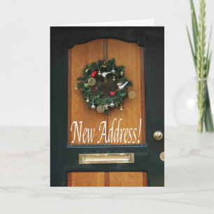 Neue Adresse für klassischen Weihnachtskranz Feiertagskarte