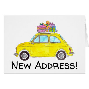 Neue Adresse Gelbes Retro Fiat 500 Wasserfarbe