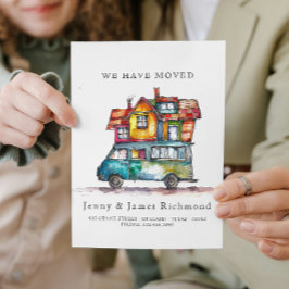 Neue Adresse in Wasserfarbwagen Zuhause-Moving Ankündigung