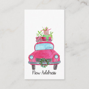 Neue Adresse Klassischer Weihnachtswagen Begleitkarte