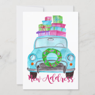 Neue Adresse Klassischer Weihnachtswagen Einladung