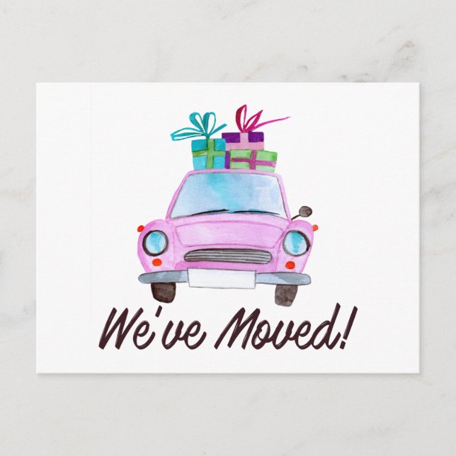 Neue Adresse Klassischer Weihnachtswagen Postkarte (Vorderseite)