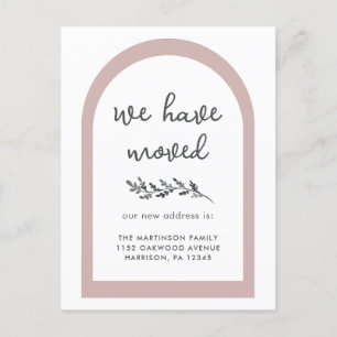 Neue Adresse Modernes Skript mit einfachem botanis Postkarte