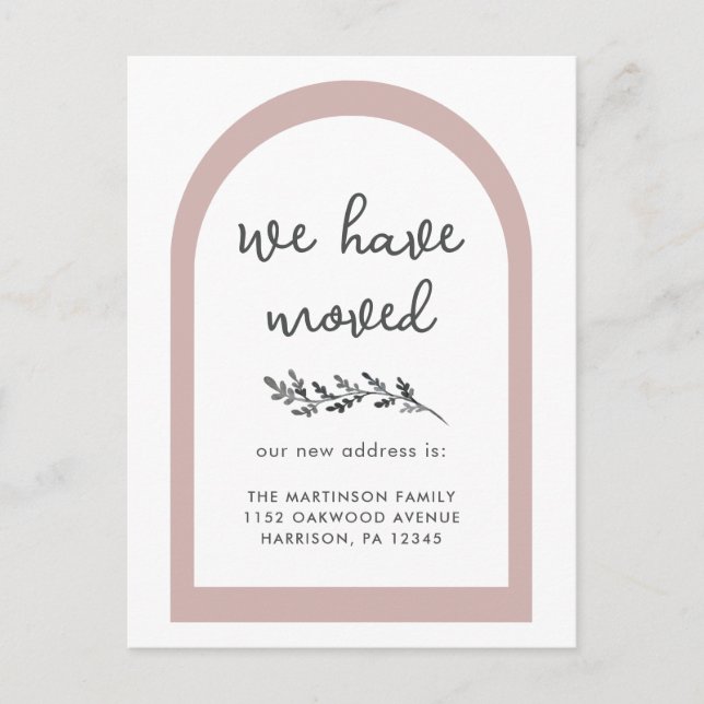 Neue Adresse Modernes Skript mit einfachem botanis Postkarte (Vorderseite)