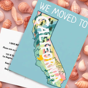 NEUE ADRESSE Move California Staat Illustrierte Ka Postkarte