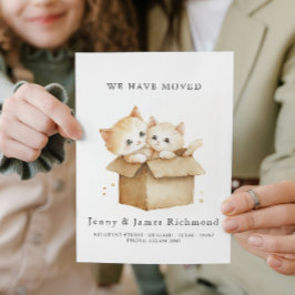 Neue Adresse Niedliche Katzen in Faltschachtel Ankündigung