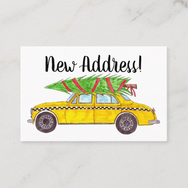 Neue Adresse NY Taxi mit Weihnachtsbaum Visitenkarte (Vorderseite)