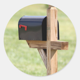 Neue Adresse Postfach Runder Aufkleber