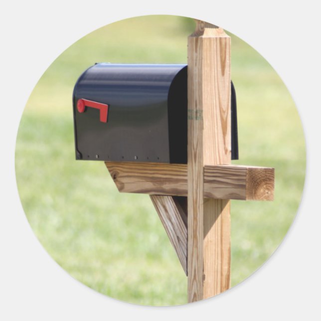 Neue Adresse Postfach Runder Aufkleber (Vorderseite)