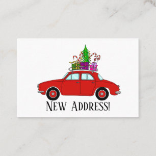 Neue Adresse Red Auto mit Weihnachtsgeschenke Visitenkarte