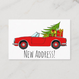 Neue Adresse Red Auto mit Weihnachtsgeschenke Visitenkarte
