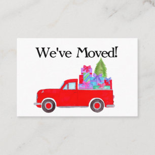 Neue Adresse Red LKW mit Weihnachtsgeschenke Visitenkarte
