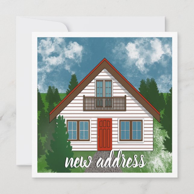 Neue Adresse | Rote Tür des Weißen Landhauses Zeic Ankündigung (Vorderseite)