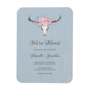 Neue Adresse Rustikale Kuh Skull Boho Floral versc Magnet