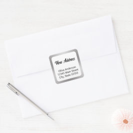 Neue Adresse Silver White und Black Script und Nam Quadratischer Aufkleber