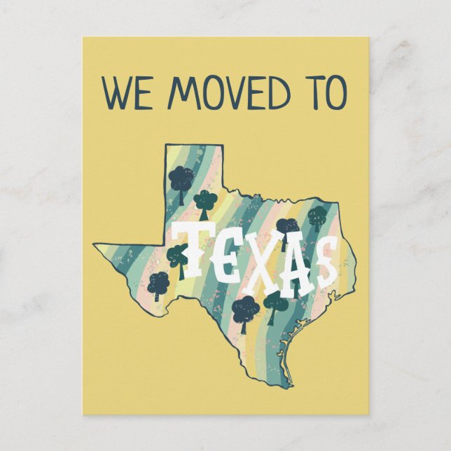 NEUE ADRESSE Verschieben TEXAS Staat Illustrierte  Postkarte (Vorderseite)