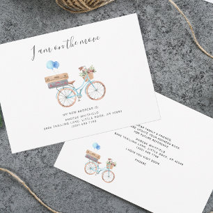 Neue Adresse Wasserfarben-Fahrrad bewegen Ankündigung