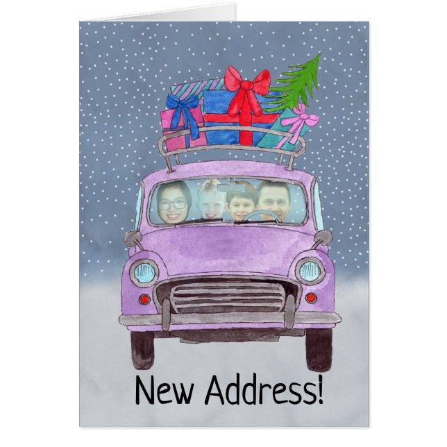 Neue Adresse Weihnachtswagen personalisierbare Fot (Vorne)