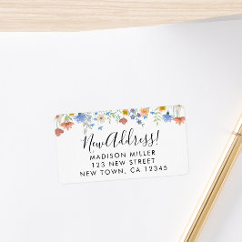 Neue Adresse Wildblumen Rücksendeadresse Adressaufkleber