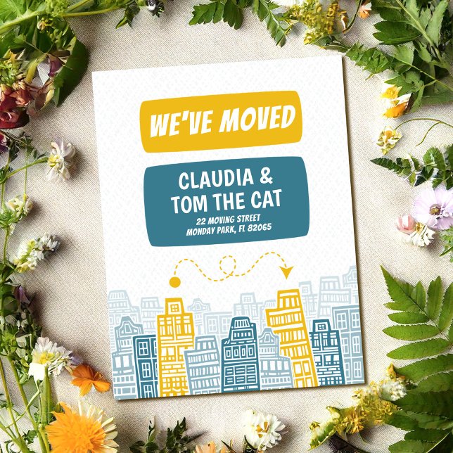 neue Adresse wir bewegen Cartoon Stadt Postkarte (Von Creator hochgeladen)