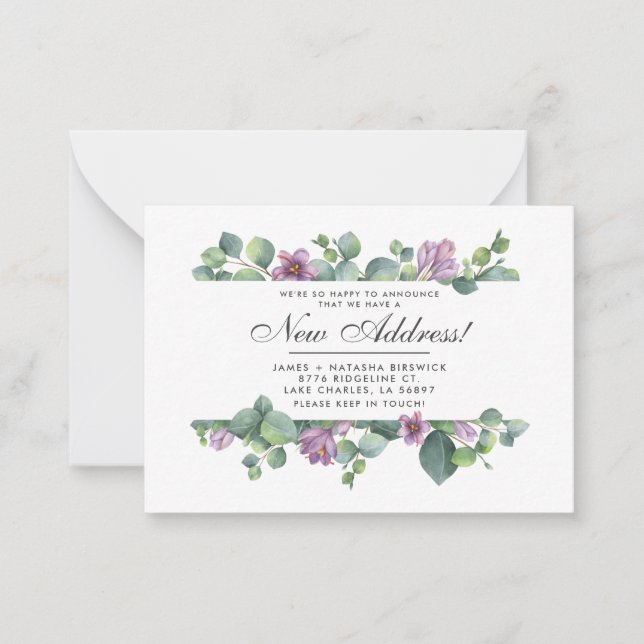 Neue Adresse Wir haben den botanischen Eukalyptus  Mitteilungskarte (Vorderseite)